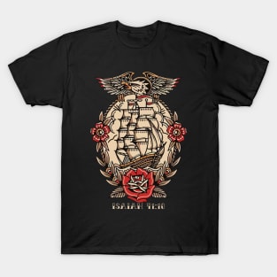 Ship Eagle American Traditional Tattoo Flash T-Shirt